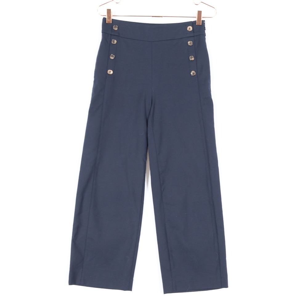 Frame Sailor Wide Leg Pants Womens 0 Navy Blue High Rise Cropped Coastal NWOT
